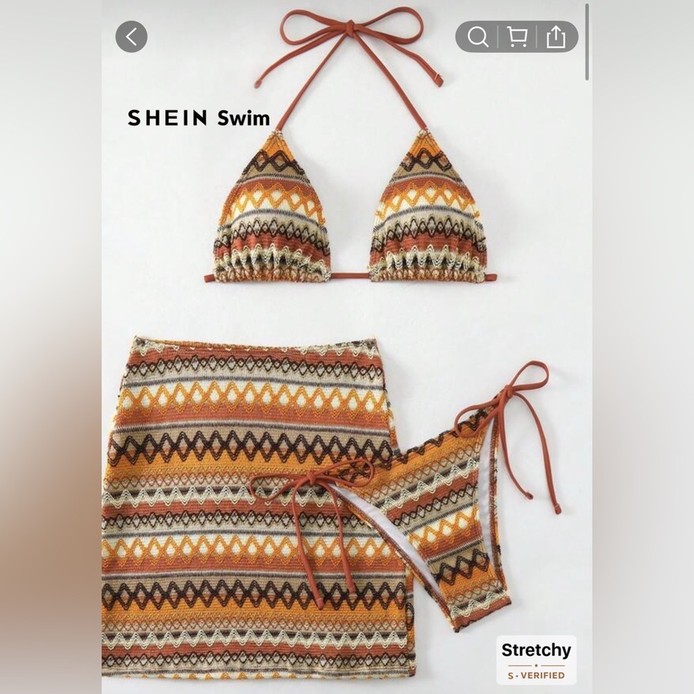 SHEIN Swim Tribal Print Bikini Set with Skirt
